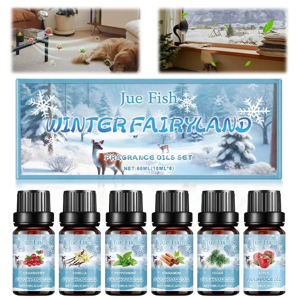 6-Piece Winter Essential Oil Set for Diffuser & Humidifier Essential Oil Gift Set Peaceful Pleasures Health and Wellness