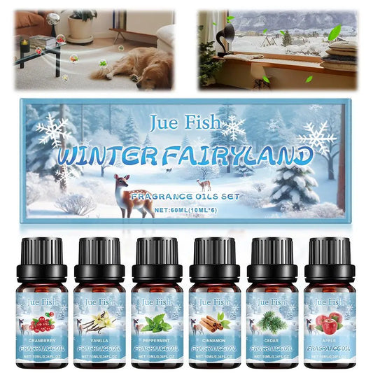 6-Piece Winter Essential Oil Set for Diffuser & Humidifier Essential Oil Gift Set Peaceful Pleasures Health and Wellness
