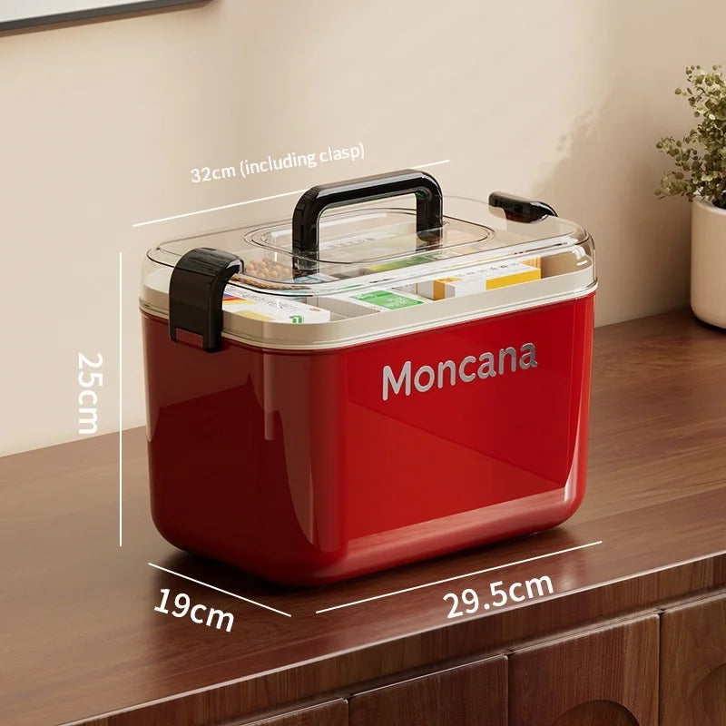 Ultra Large Capacity Portable Plastic Medicine Organizer Box First Aid Storage Case with Dividers for Home and Travel Peaceful Pleasures Health and Wellness Red