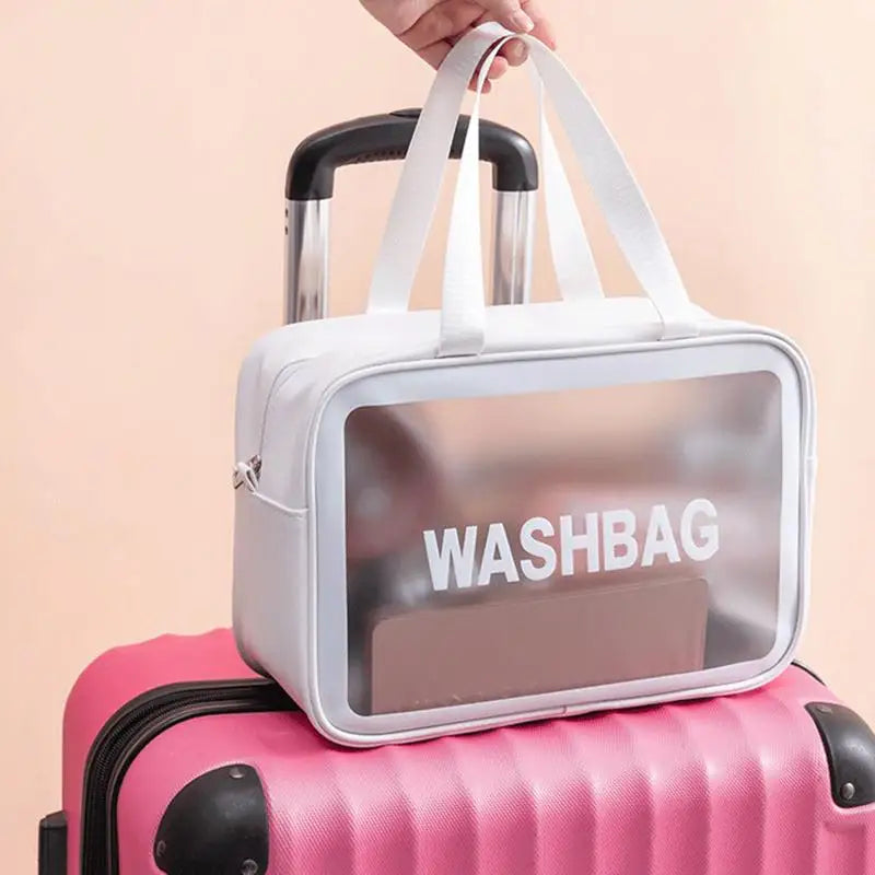 Dry-wet Separation Double Transparent PU Makeup Bag Portable Washing Bag Cosmetic Storage Bag Travel Fitness Swimming Essentials Peaceful Pleasures Health and Wellness