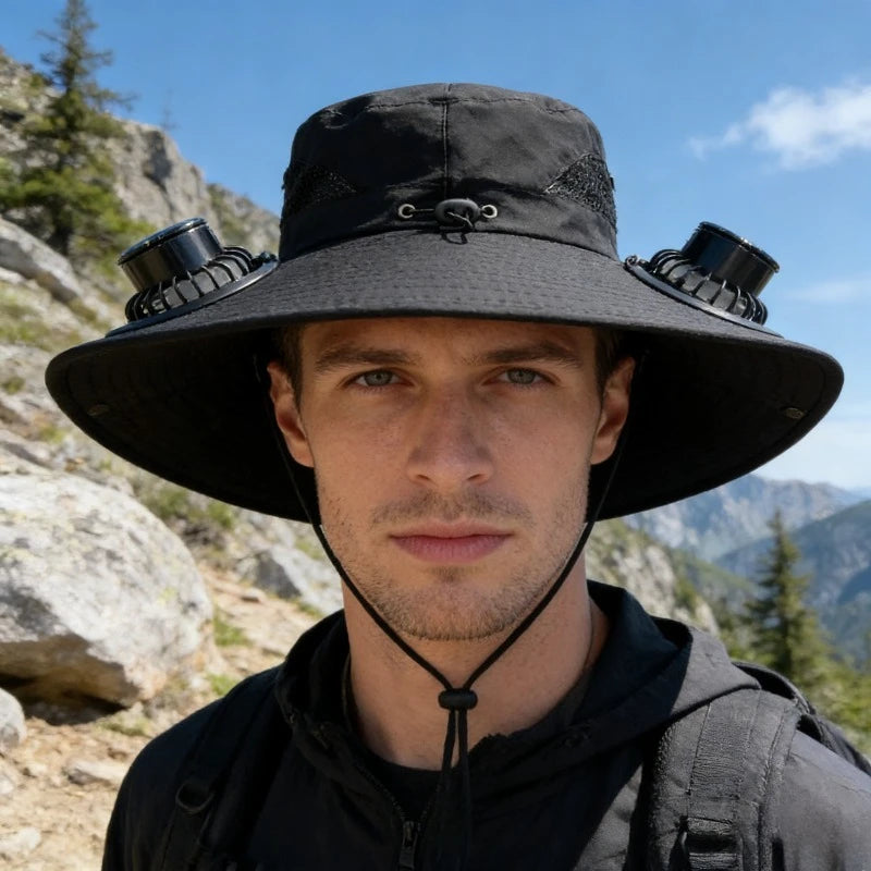 Solar Powered Fan Sun Hat – UV Protection Cooling Bucket Hat