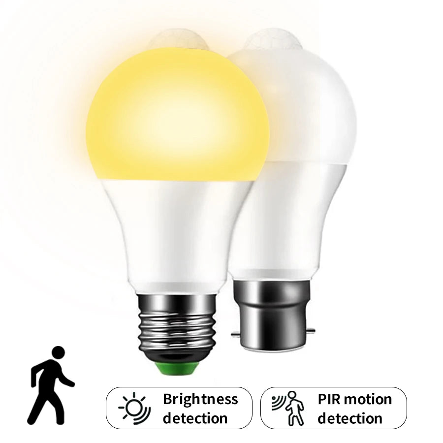 AC 85-265V 12W 15W 18W 20W B22 E27 Motion Sensor LED Light Bulb Human Infrared Sensing LED Lamp Auto ON/OFF Night Light for Home Peaceful Pleasures Health and Wellness