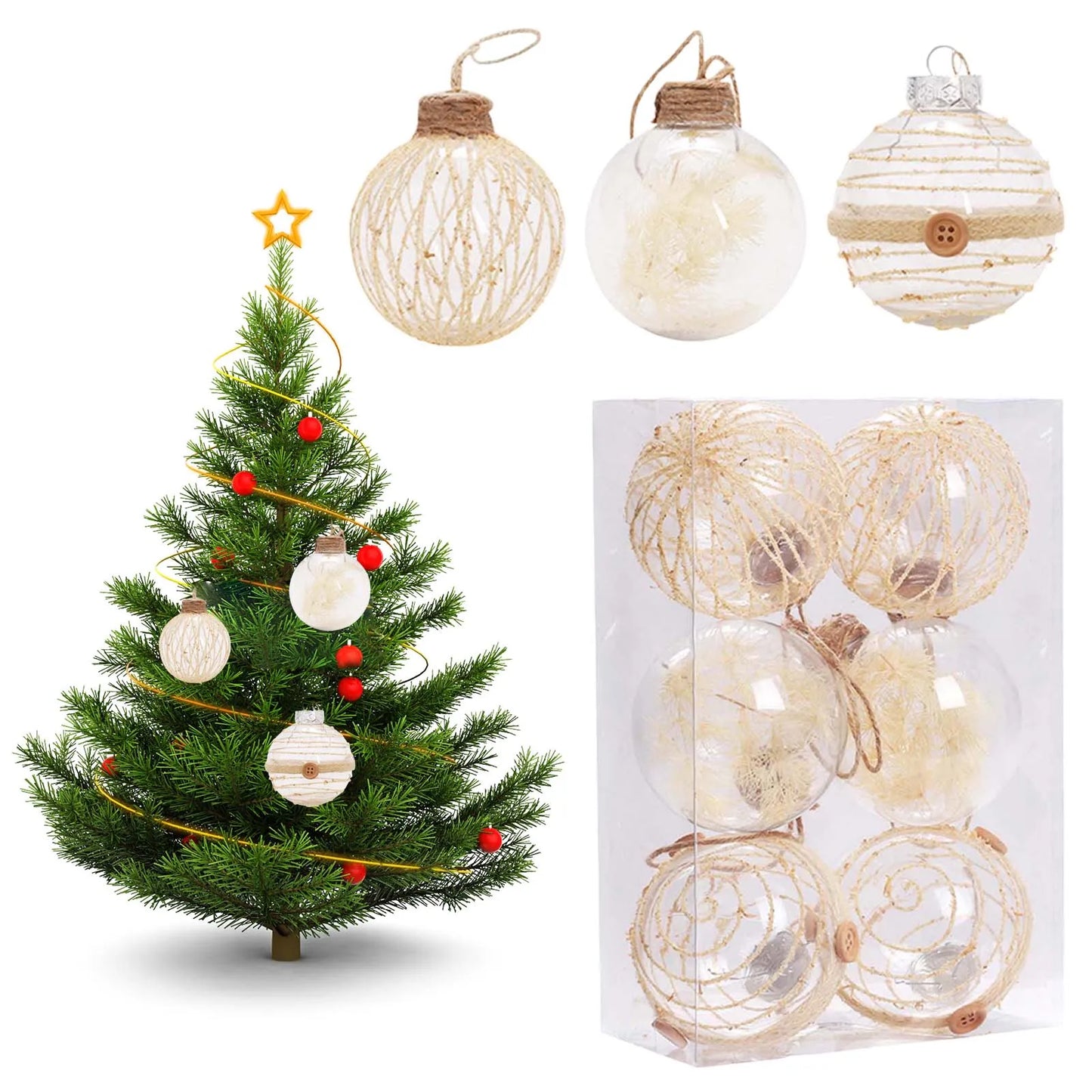 Shatterproof Clear Xmas Ball Set Farmhouse Xmas Tree Decoration Hanging Balls Suitable for Weddings Engagements Peaceful Pleasures Health and Wellness 1 2