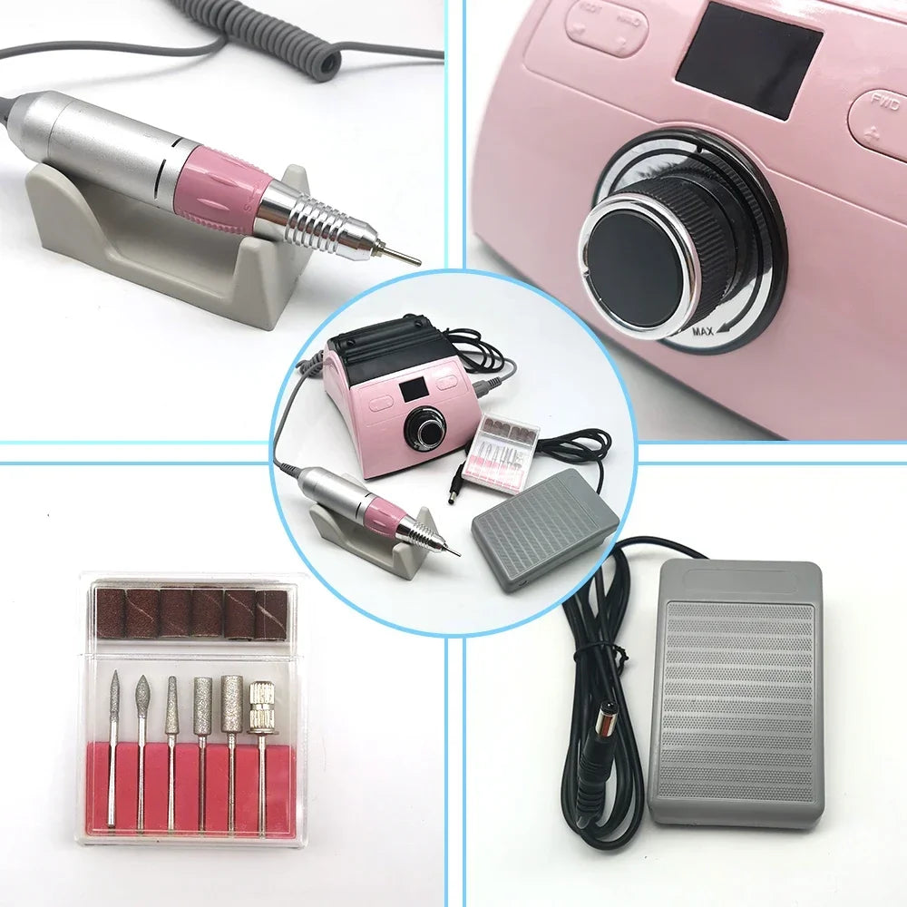Professional Nail Drill Machine 35000RPM Manicure Machine Apparatus for Pedicure Kits Electric Nails File with Cutter Nail Tools Peaceful Pleasures Health and Wellness