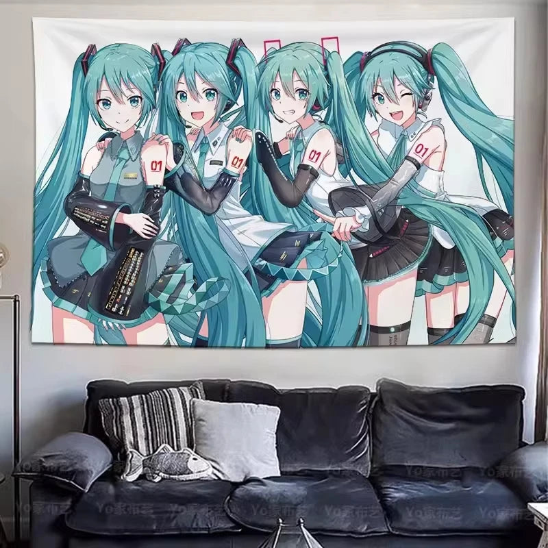Japanese Hatsune Miku Miku Hanging Cloth Background Cloth Bedroom Room Anime Transformation Girl Heart Wall Wall Cloth Tapest Peaceful Pleasures Health and Wellness B313305 20x30cm Unframed