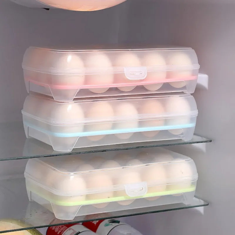 6 15Grid Refrigerator Egg Box Fresh-keeping Stackable Plastic