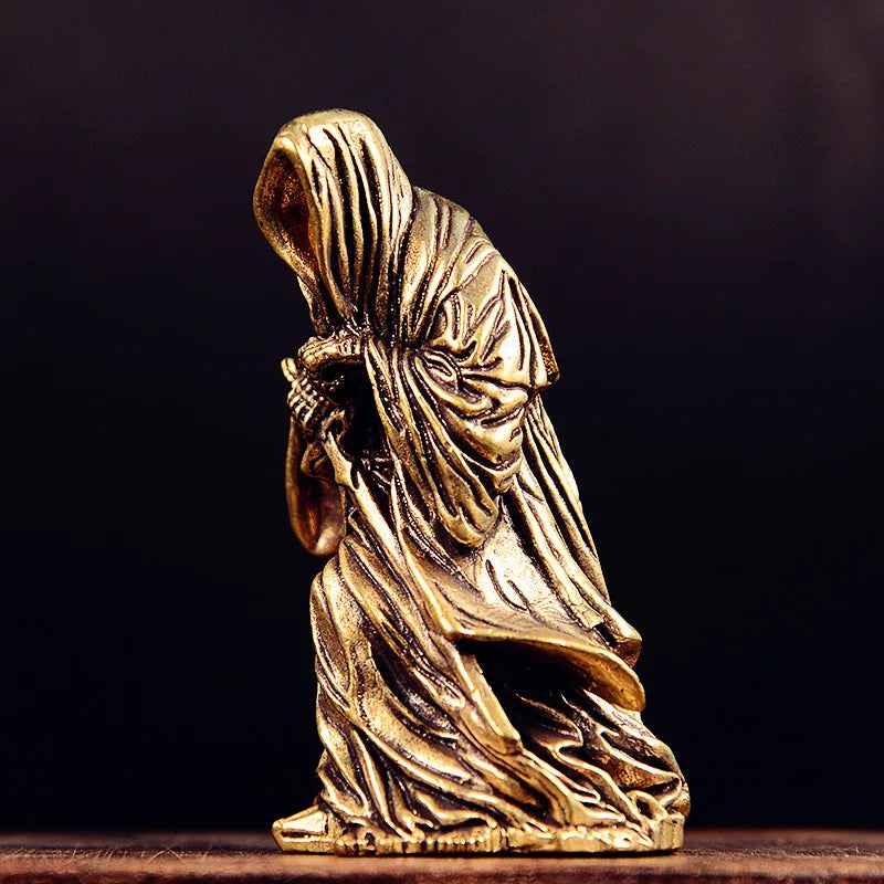 Brass Holy Death Statue Standing Religious Decorative Figurine Grim
