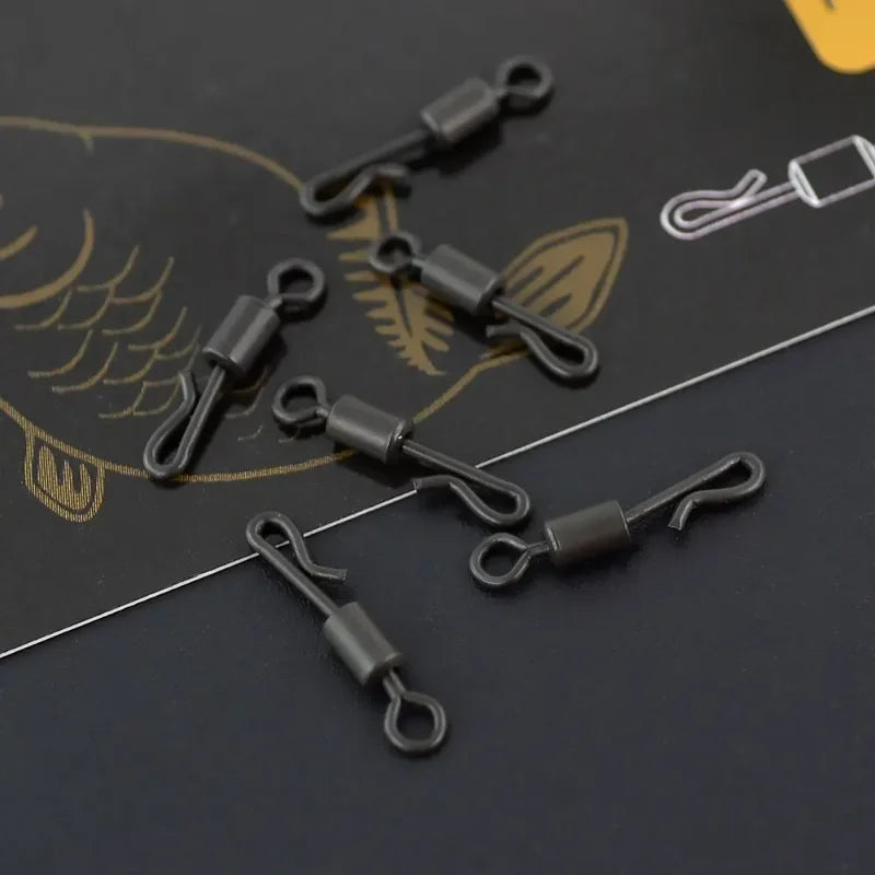HIRISI 20Pcs Matt Black Quick Change Carp Fishing Swivel Kit, Durable Terminal Tackle for Carp Rig Fishing Accessories Peaceful Pleasures Health and Wellness