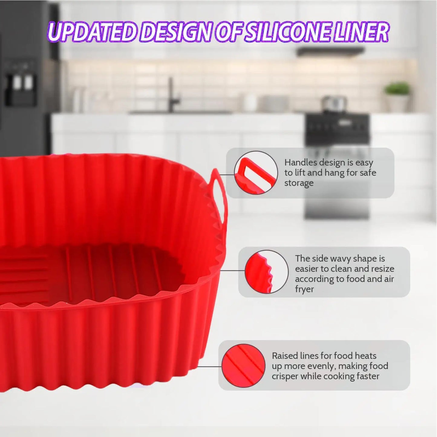 Silicone Air Fryer Liner – Non-Stick Reusable Square Baking Tray