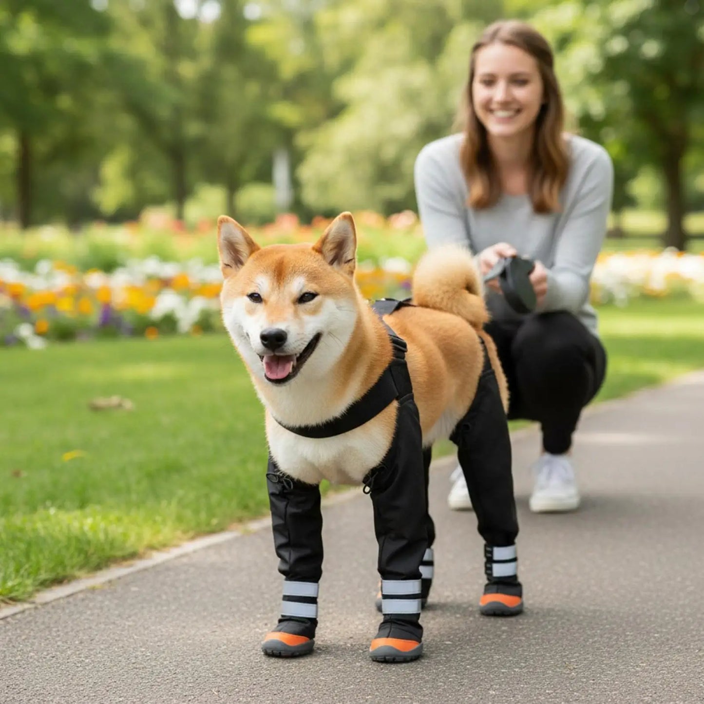 Waterproof Dog Boots Suspender Anti-Slip Walk Dog Shoes Outdoor Small Medium Universal Pet Boots Long with Strap Puppy Supplies Peaceful Pleasures Health and Wellness