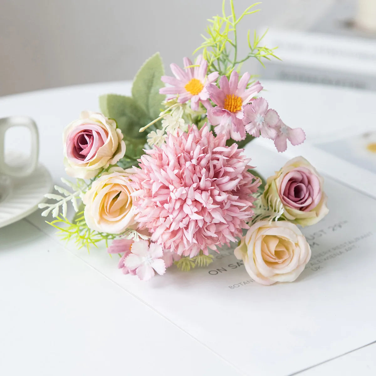Rose & Chrysanthemum Silk Bouquet – Artificial Flowers, Wedding
