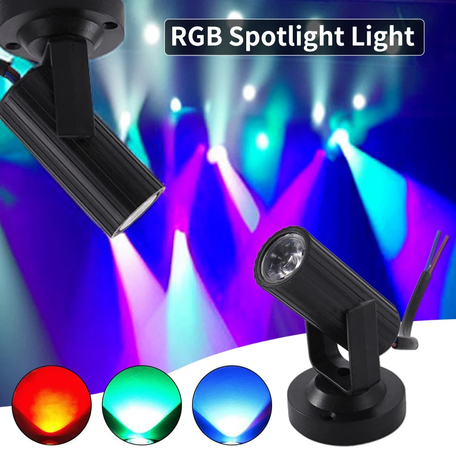 85-265V Mini RGB Spotlight LED Stage Lighting Effect Lightweight for Party Wedding Mirror Ball Club Dj Disco Bar KTV Events Peaceful Pleasures Health and Wellness