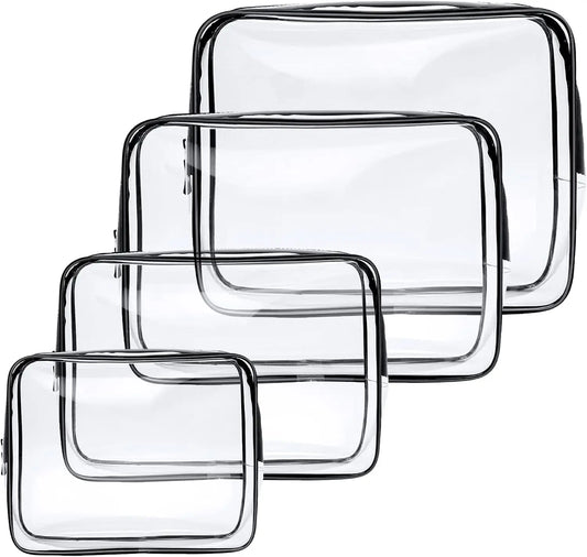 4-Piece Clear Waterproof Travel Toiletry & Cosmetic Bag Set Travel Toiletry Bag Peaceful Pleasures Health and Wellness