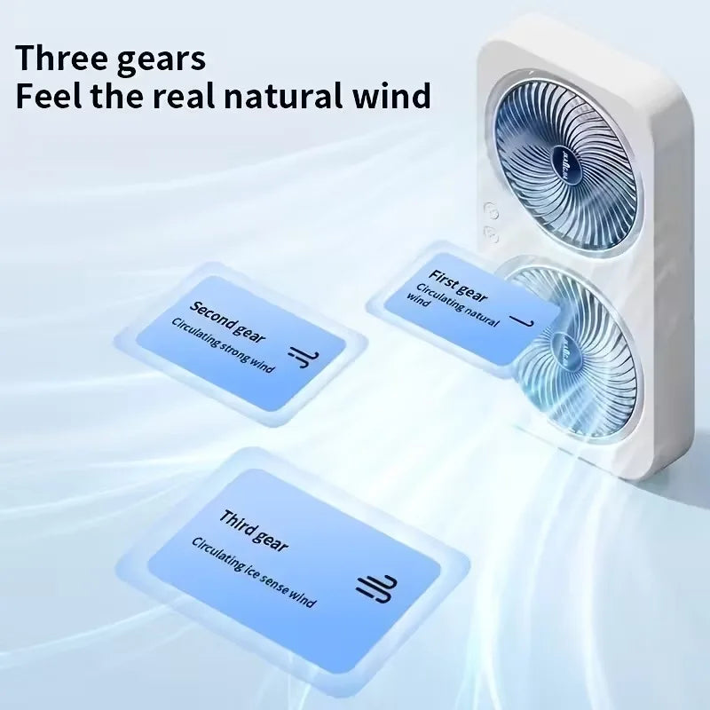 Dual Head USB Desk Fan – 3-Speed Quiet Wall Mount Cooling Fan