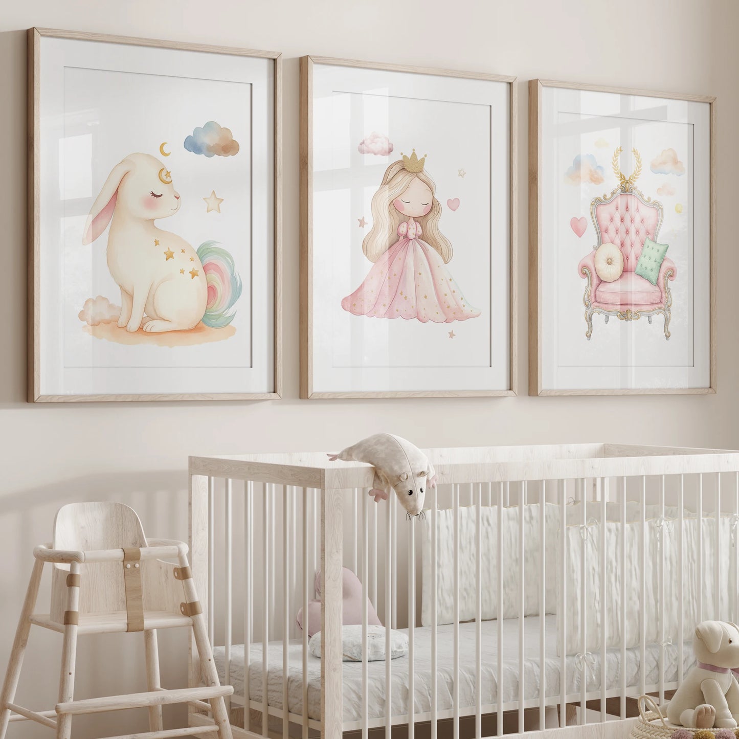 Watercolor Princess Canvas Wall Art | Kids & Girls Room Decor