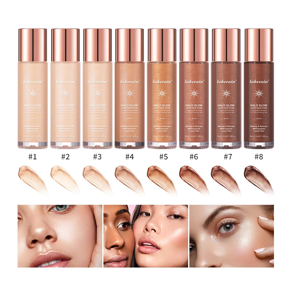 Halo Glow Liquid Filter Liquid Highlighter Face Contouring Pearlescent Makeup Brightener Bronzer Glow Body Face Contour Shimmer Peaceful Pleasures Health and Wellness