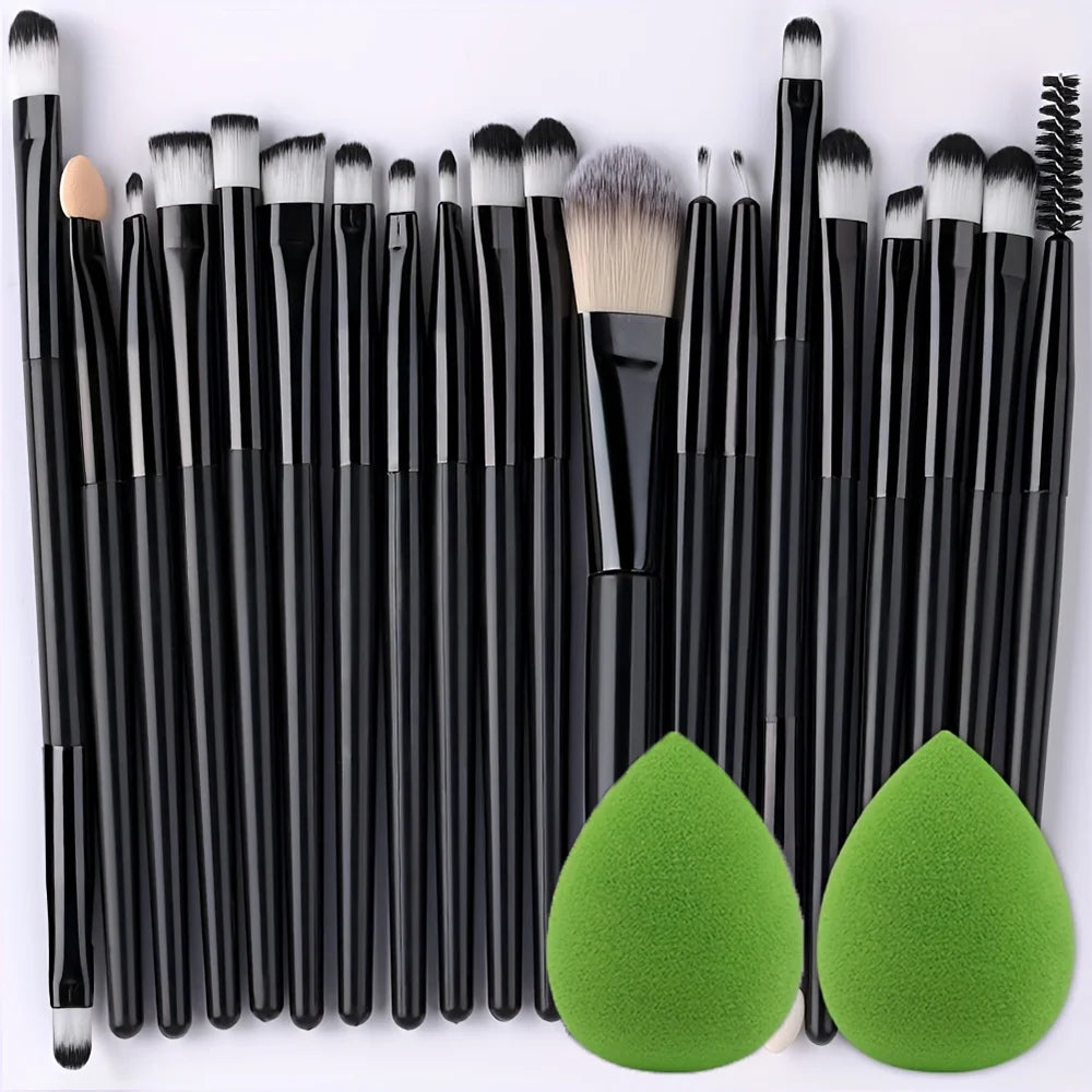 RUNTOIN 20-Piece Makeup Brush Set with 2 Blender Sponges