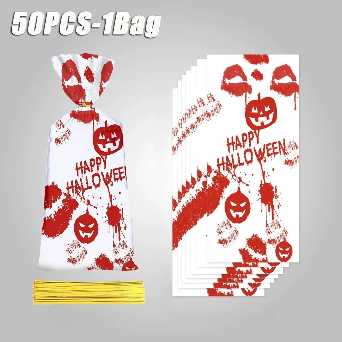 Halloween Trick or Treat Candy Bags 50-Pack | Kids Party Gift