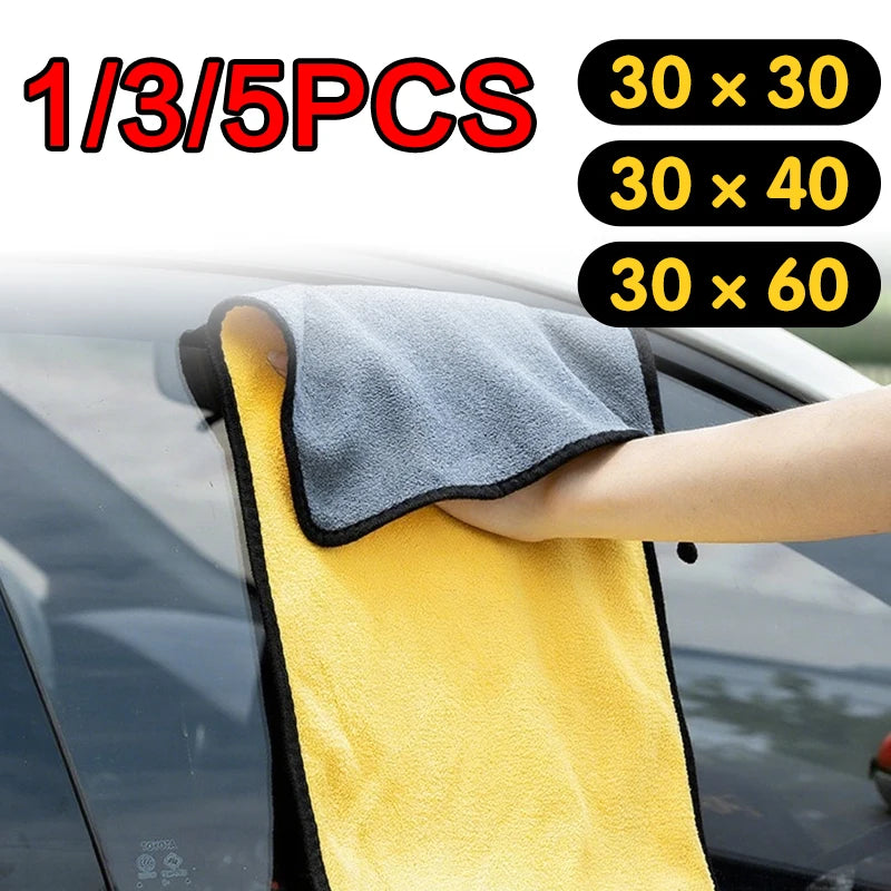 Microfiber Car Wash Towels | Double-Sided Coral Velvet 1/3/5 Pack