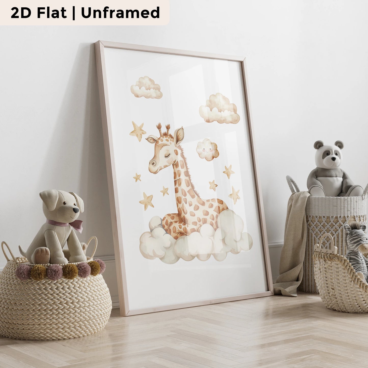3-Piece Cartoon Giraffe Rabbit Canvas Wall Art | Kids Room Decor