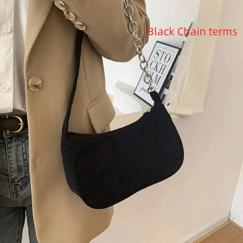 Women's Corduroy Underarm Bag | Small Square Shoulder Bag