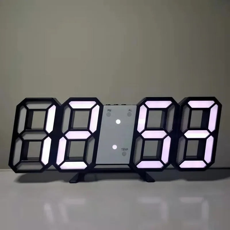 LED Digital Alarm Clock – Wall & Desk, Calendar, 3 Brightness