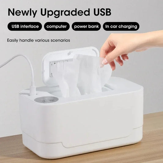 Portable Fast Heating Baby Wipe Warmer USB Charger with LED Screen Wet Towel Dispenser for Car Home Nursery Use Peaceful Pleasures Health and Wellness