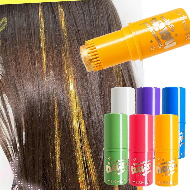 6-Color Pearl Shimmer Temporary Hair Chalk Stick | Party & Cosplay
