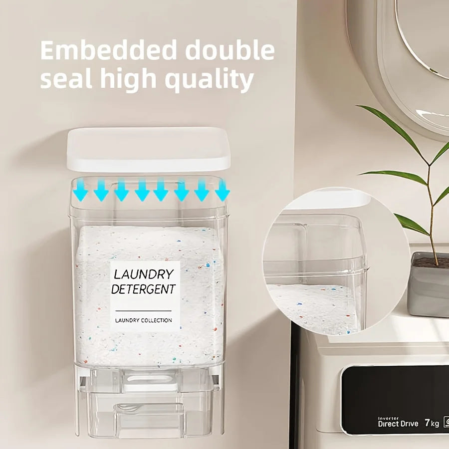 Wall-Mounted Laundry Beads Dispenser & Storage Box – Detergent Organizer with Label for Laundry Room