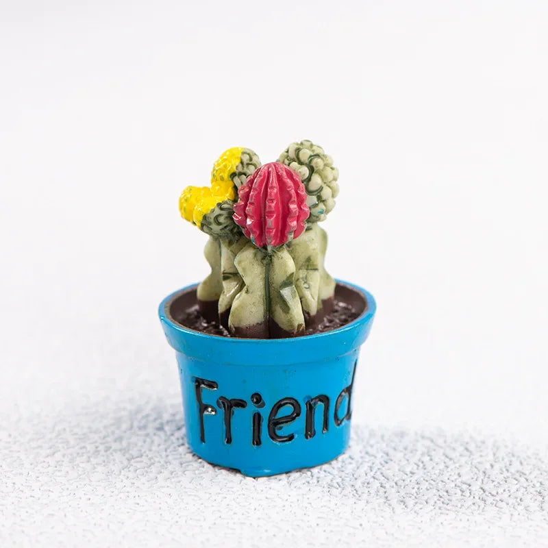 Cartoon Miniature Cactus Potted Handmade Realistic Mini Potted Plant Resin DIY Cactus Figurines Desktop Decorative Fairy Garden Peaceful Pleasures Health and Wellness 3