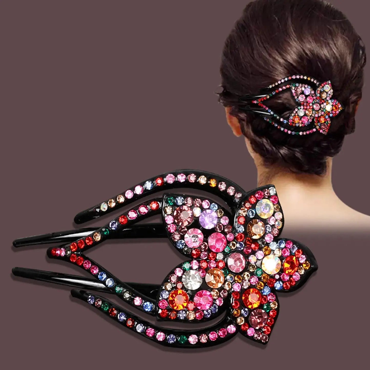 Crystal Flower Duckbill Hair Clip – Rhinestone Barrette for Women