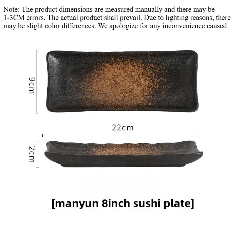 Creative 8-inch Rectangular Ceramic Sushi Plate Ideal for Japanese Cuisine and Dessert Display in Special Restaurants and Homes Peaceful Pleasures Health and Wellness 1pc D 8 inches