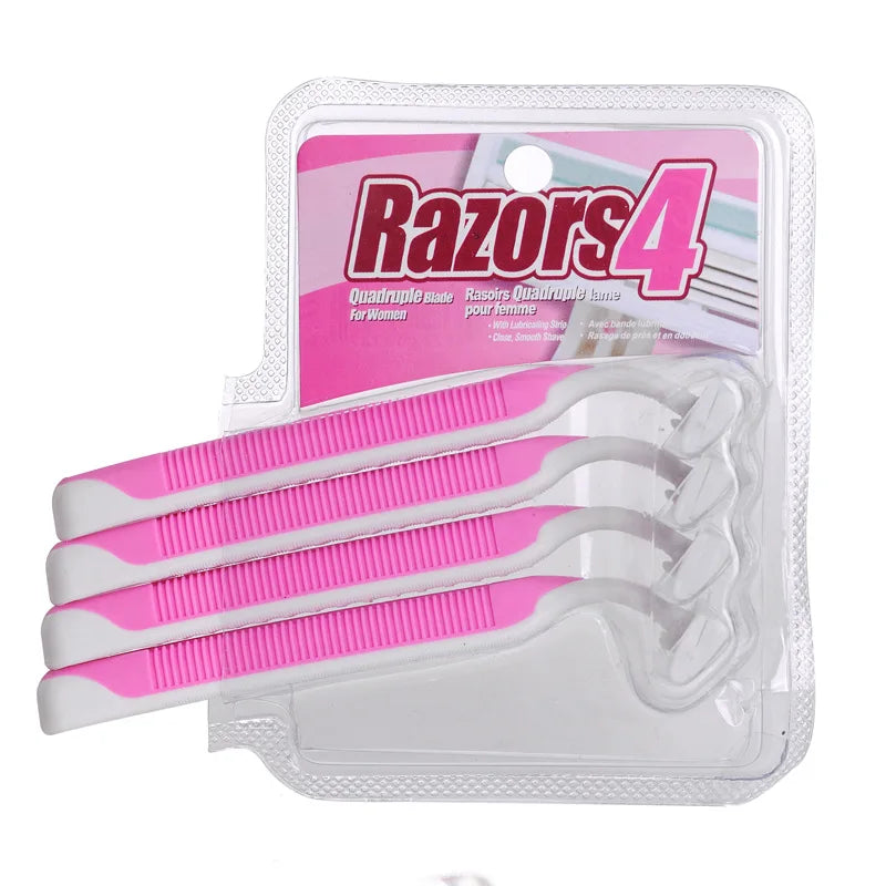 Men's Manual Shaver Razor Hair Removal Tool for Leg and Armpit Hair Women's Depilator safety razor razors for shaving women Peaceful Pleasures Health and Wellness 4pc pink