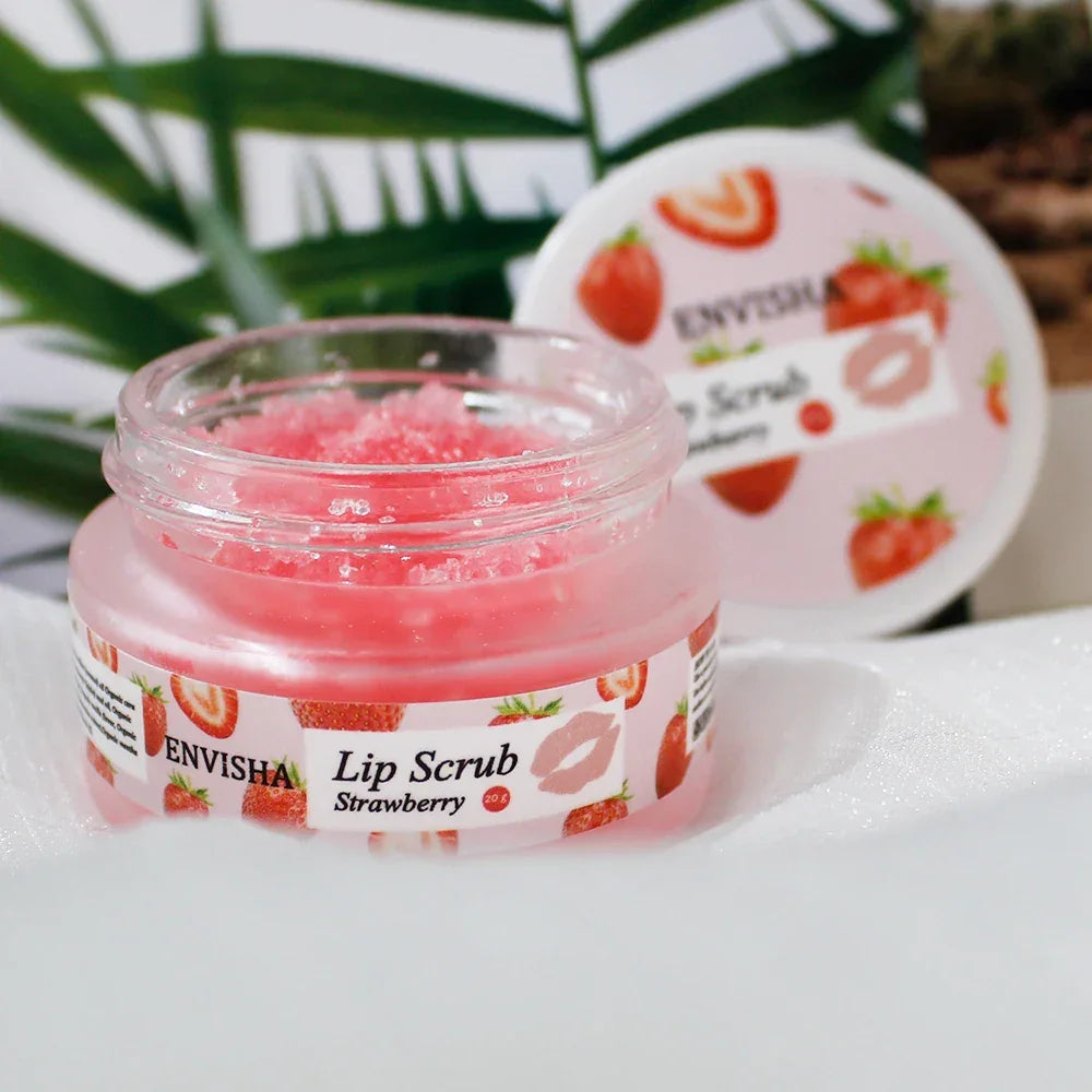 ENVISHA Strawberry Lip Scrub & Balm – Exfoliate & Moisturize Peaceful Pleasures Health and Wellness