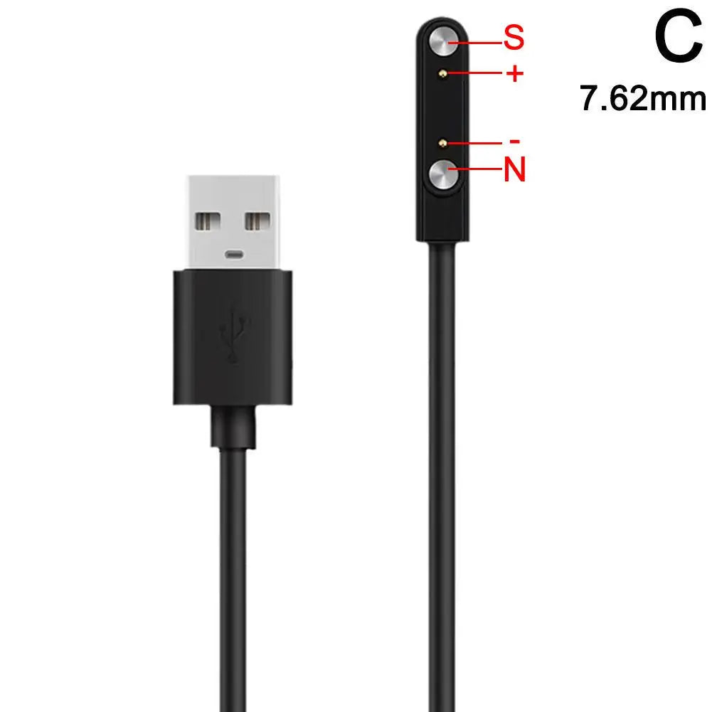 Universal Smartwatch Magnetic Charging Cable – 2-Pin USB Dock (2.84mm / 4mm / 7.62mm) Peaceful Pleasures Health and Wellness 7.62mm