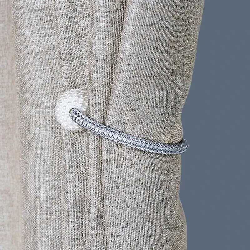 2PCS Large Pearl Curtain Tieback Buckle Modern Simple Curtain Strap Rope No Punch Window Decoration Accessories Peaceful Pleasures Health and Wellness