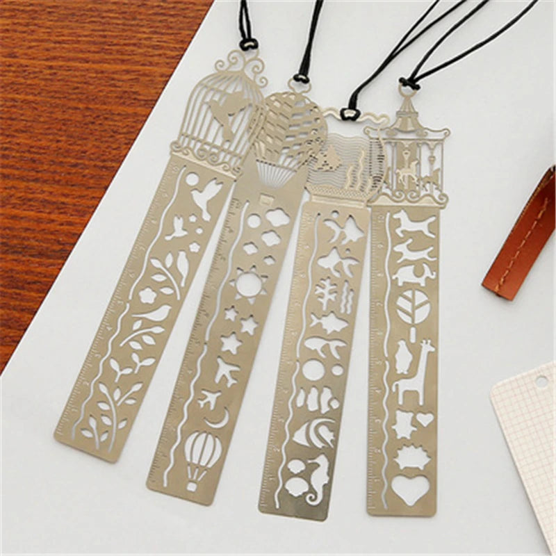 Bview Art Metal Bookmark Ruler Creative Horse Birdcage Hollow Design