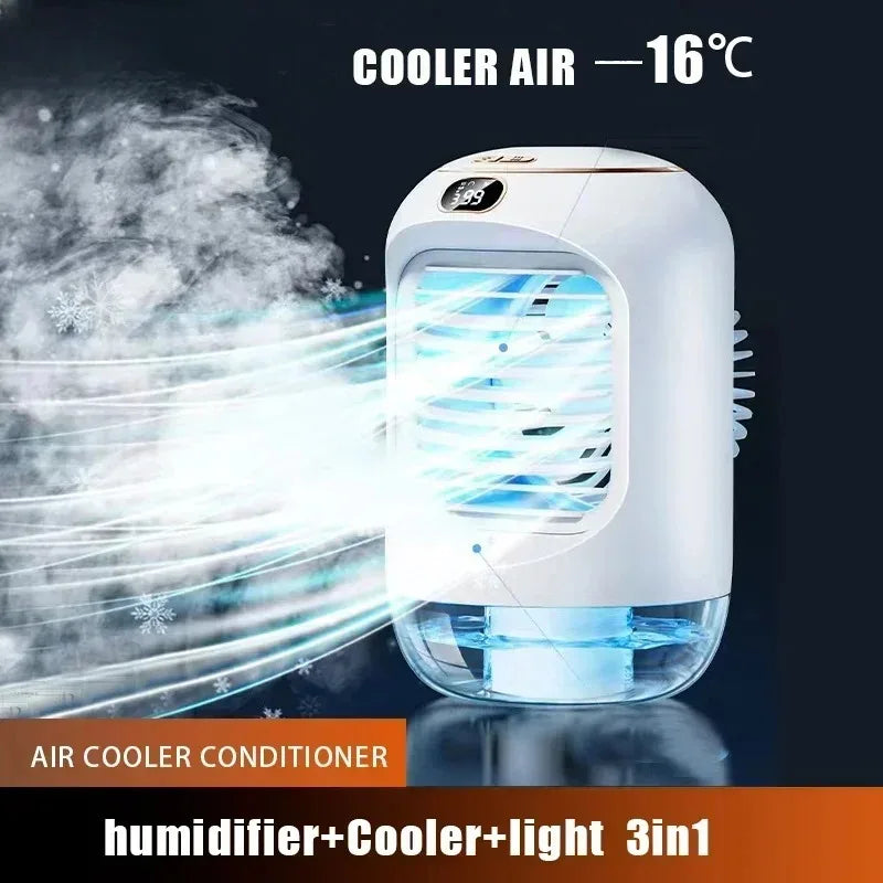 Rechargeable Portable USB Silent Mini Desktop Fan with Humidifier Night Light Air Cooler for Office Home Peaceful Pleasures Health and Wellness