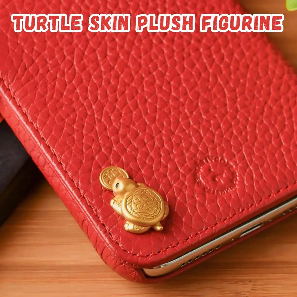 Gold Fortune Turtle Figurine with Leather Case – Lucky Gift