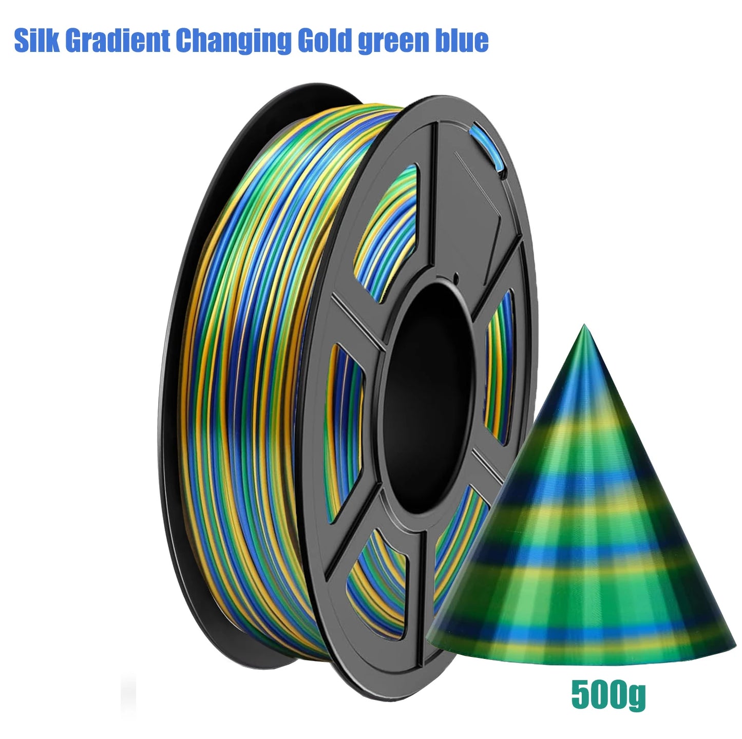 Silk PLA Filament 1.75mm Gradient Color – 250g/500g/1kg Spools