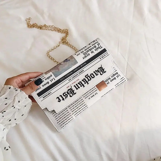 Women Newspaper Messenger Bag Shoulder Personality Fashion Small Peaceful Pleasures Health and Wellness