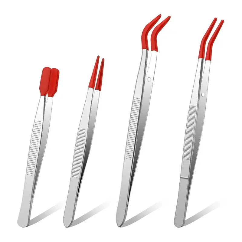 A36T-8Pieces Tweezers With Rubber Tips Tweezers PVC Coated Tweezers Set, Rubber Straight Tip Tweezers Rubber Flat Tip Tweezer Peaceful Pleasures Health and Wellness