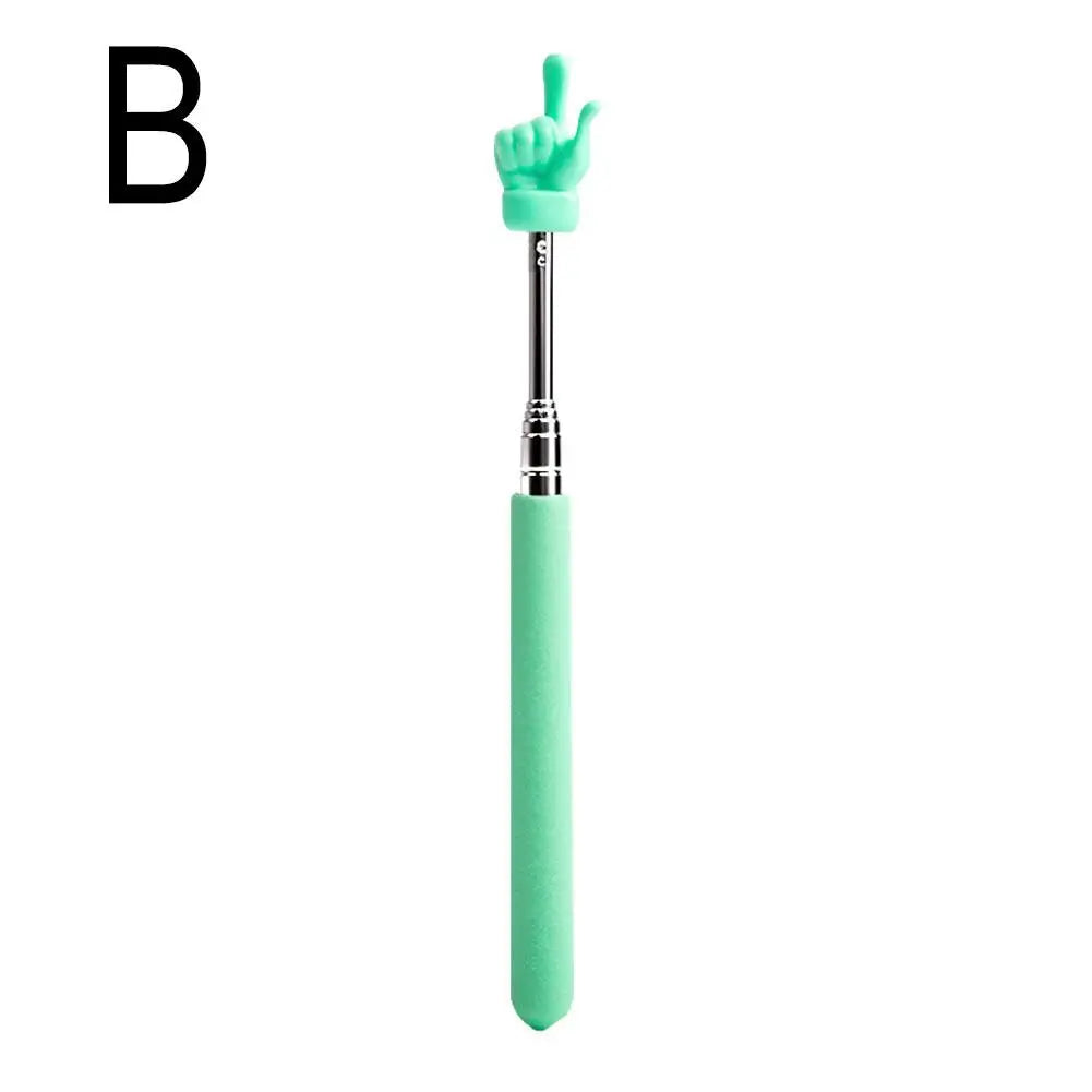 Colorful Finger Design Retractable Teacher Pointer Anti-slip Handle Teaching Guide Pointer Teaching Stick Whiteboard Pointer Peaceful Pleasures Health and Wellness B