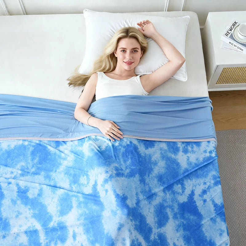 Cooling Blanket for Hot Sleepers Summer Blanket to Keep Adults Cool for Night Sweats Lightweight Breathable Bedding Queen Peaceful Pleasures Health and Wellness Cooling Blanket Blue 200x230cm