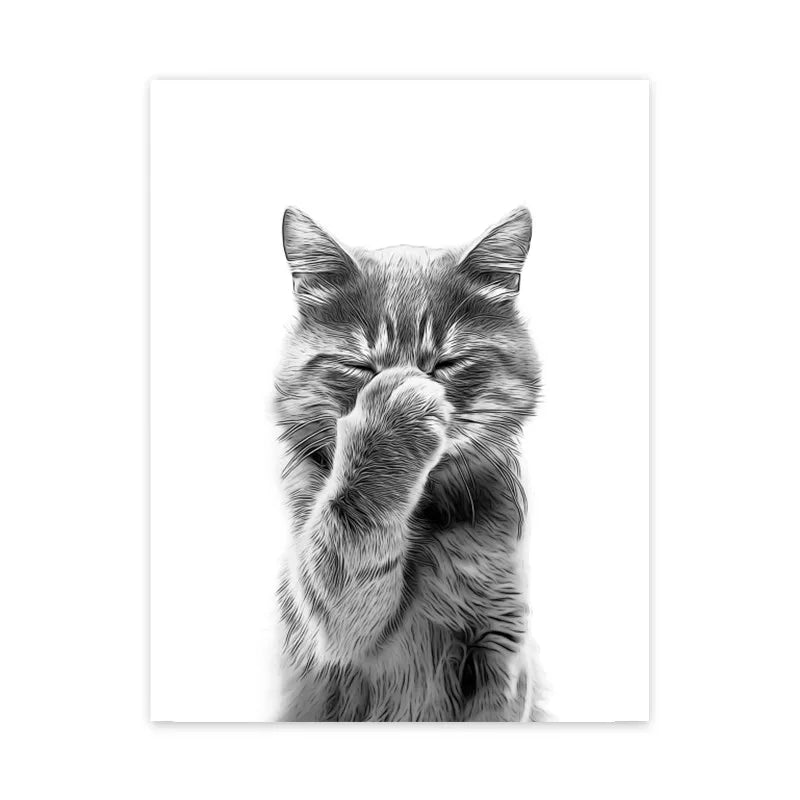 1pc frameless Canvas painting Cat Giraffe Dog Elephant Toilet Paper Bathtub Funny Bathroom Poster Print Canvas Painting Wall Peaceful Pleasures Health and Wellness K 40x60cm Unframed