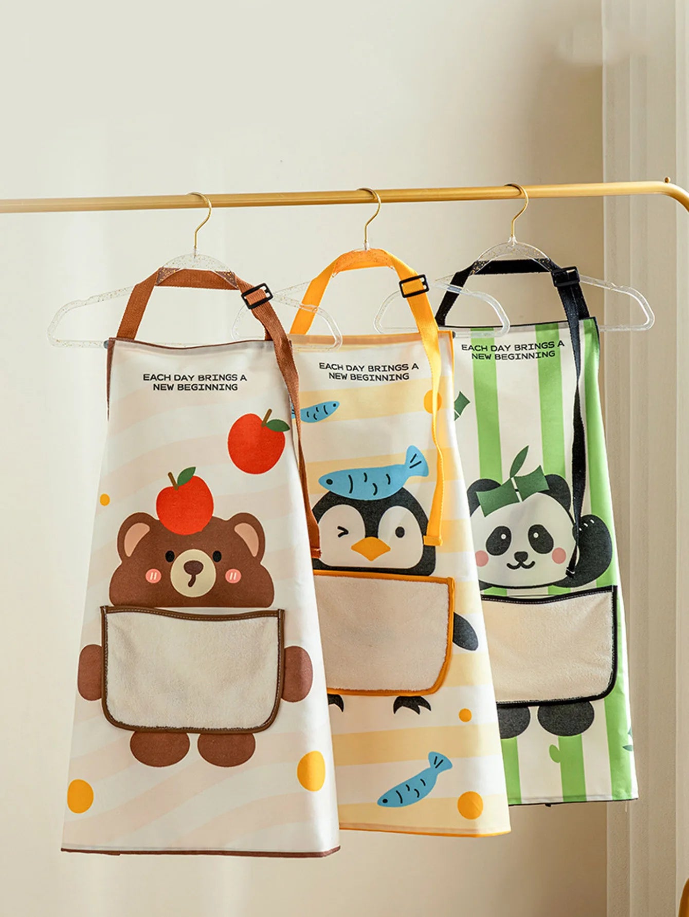 1Pcs Kitchen Household Cooking Apron Oil-proof Waterproof Men Women Fashion Coffee Overalls Wipe Hand Apron Peaceful Pleasures Health and Wellness