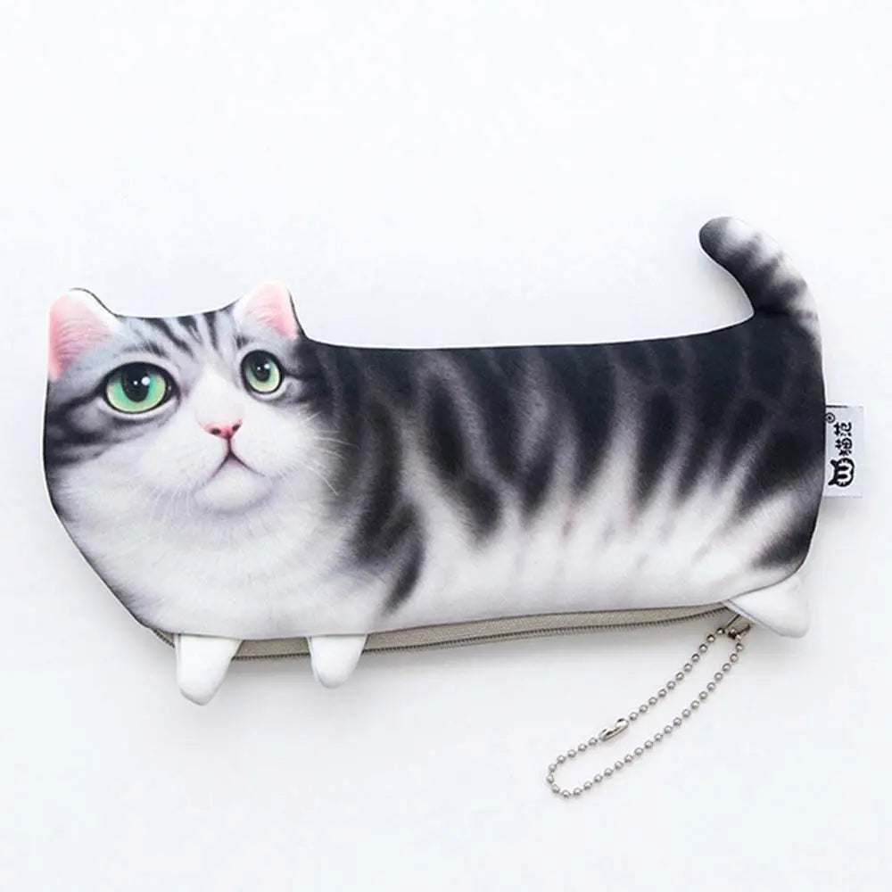 Creative Girl Student Gift Pencil Box Soft Cloth Stationery Pencil Case Simulation Cartoon Cat Storage Organizer Pen Bag Peaceful Pleasures Health and Wellness 4