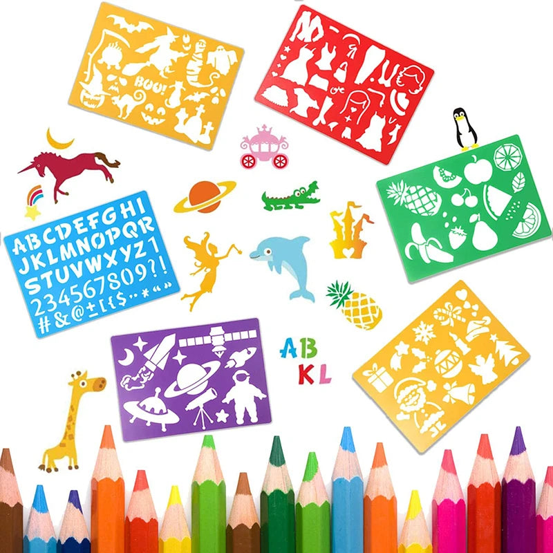 Kids Drawing Stencils 300+ Patterns Templates Plastic Stencil Girls