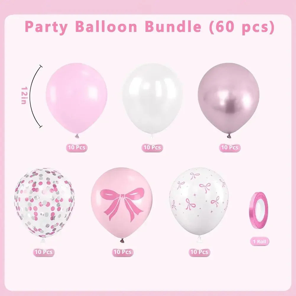 60/35/30pcs Bow Theme Latex Balloons 12 Inches White Pink Bowknot Print, for Girls Birthday Party Baby Shower Wedding Decor Peaceful Pleasures Health and Wellness