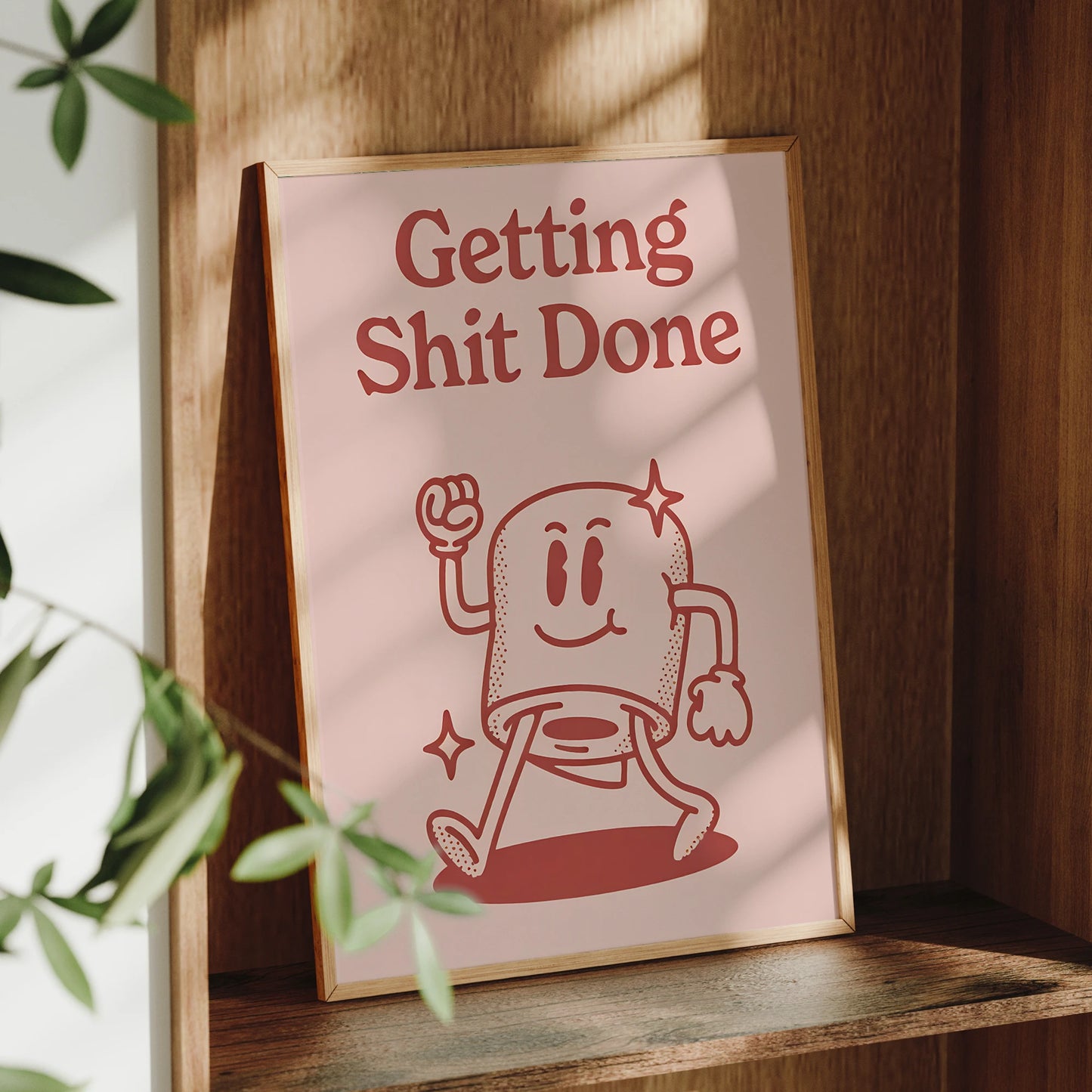 Getting Shit Done Retro Pink Background Wall Art Prints Canvas Painting Poster Picture For Living Dining Kitchen Room Home Decor Peaceful Pleasures Health and Wellness